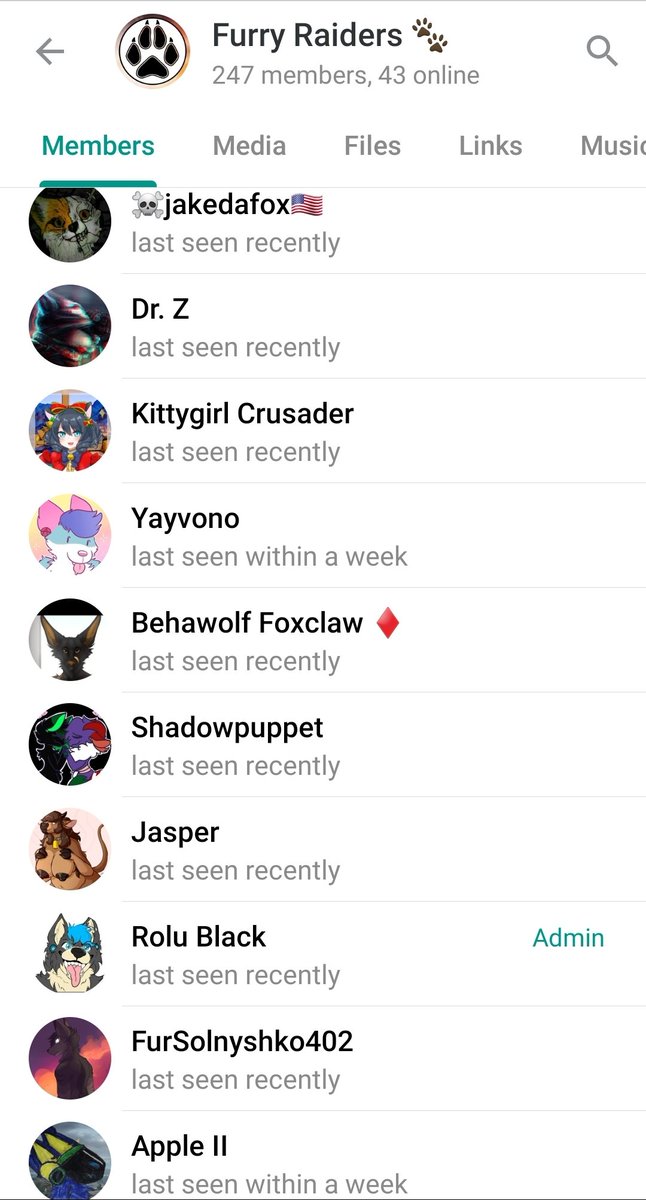 January 2021 member list for the Furry Raiders. Live account links in  http://t.me/altfurrybestof&nbsp; or  http://t.me/naziraiders&nbsp;.