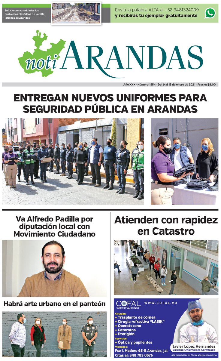 Descarga la edición 1554 de NotiArandas en PDF - Clic aquí: notiarandas.com/wp-content/upl… (Edición del 9 al 15 de enero)
