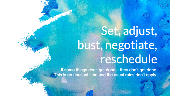 set your goals, adjust them as necessary, completely bust them if they are unrealistic or not helpful to getting you where you need to go, negotiate deadlines and timelines, and reschedule if needed.