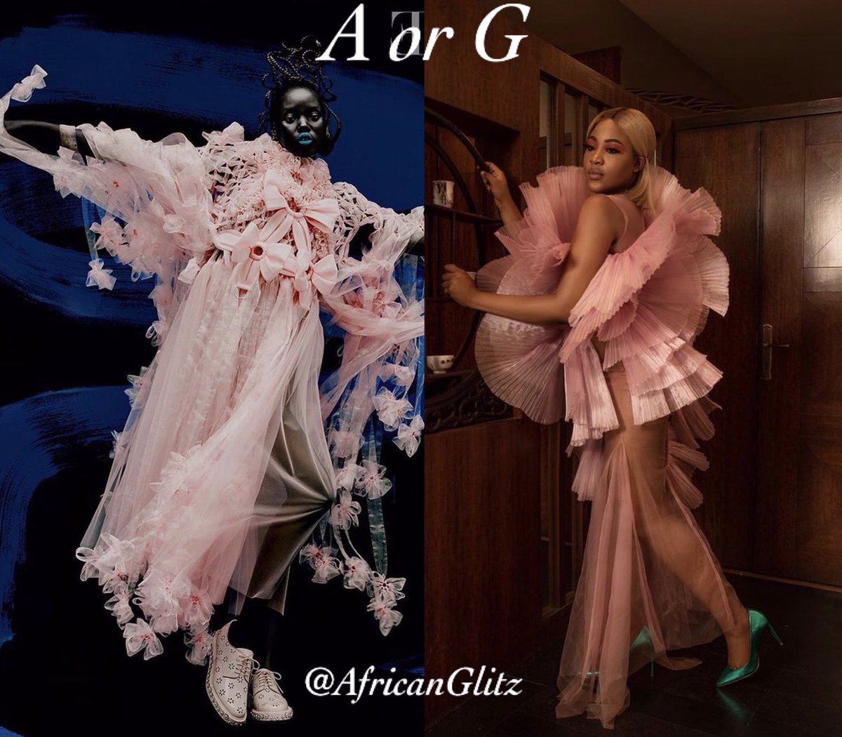 🚂💨FASHION x RIVAL : 
{ A or G} Ladies &amp; Gentlemen, which one do you prefer in these amazing  Fashion (#design) Styles ? 

A : <a href="/adutakech/">Adut Akech Bior</a> 
G : <a href="/ericanlewedim/">Erica Nlewedim⭐️</a> 

🙌🏼 🌸 🙌🏼
#beautiful #sexy #pretty #shine #adutakech  #ericanlewedim #fashiondesigner #designers #femalewears  #tailor