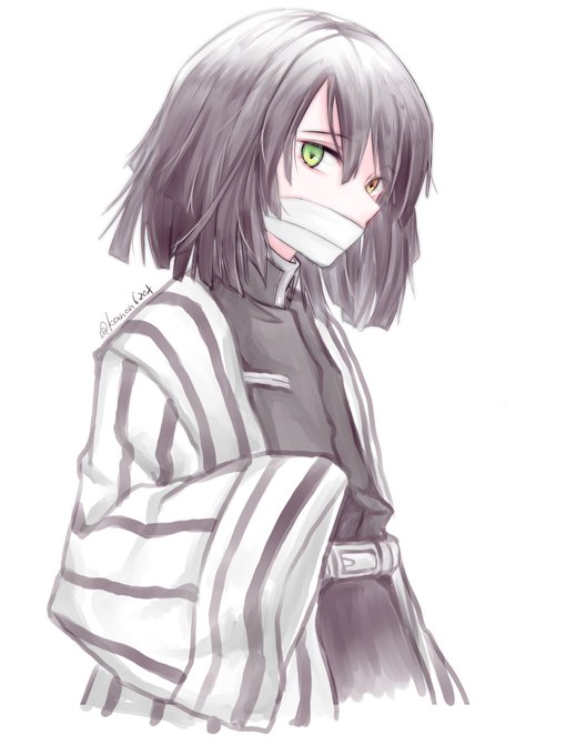 花音さんがTwitterに投稿した伊黒小芭内(鬼滅の刃)のイラスト。