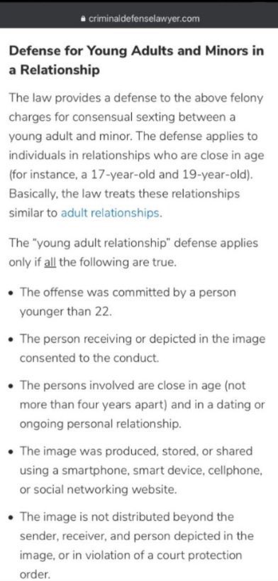 CaliberPlex's tweet photo. @saygva @ZekeZero3 Its illegal if he were to SHARE those pictures. Sexting between young adults and minors is not illegal. https://t.co/3CNXatNOs4