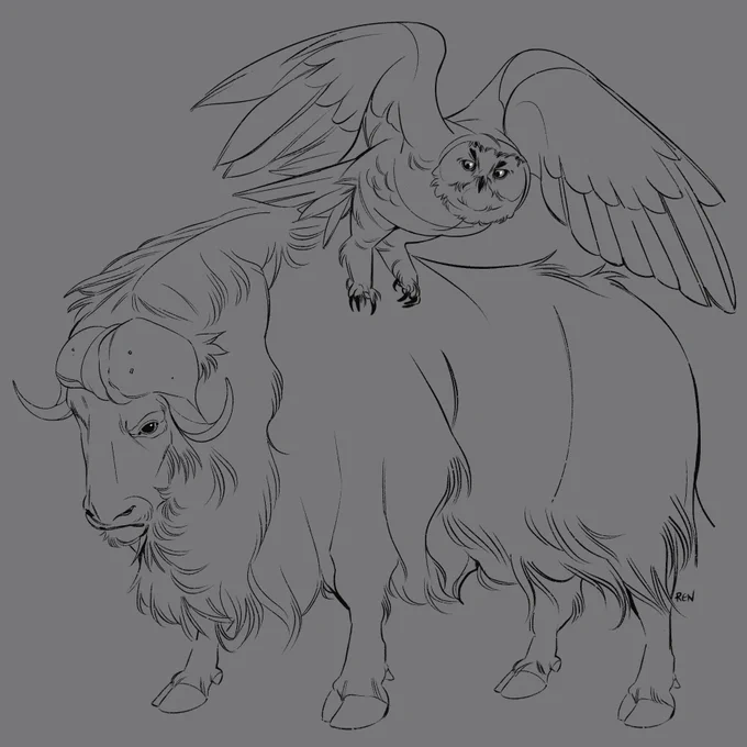 work in progress New Years piece... a musk ox ? 