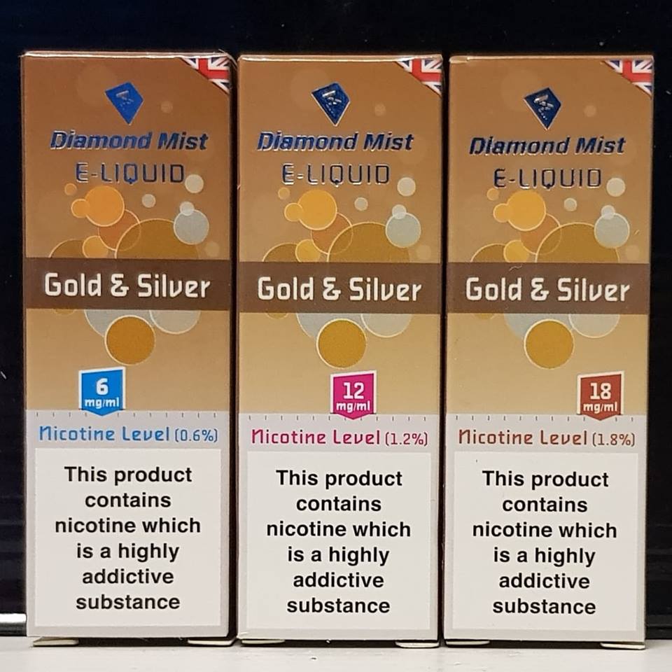 Deal of Day

4 x Gold &amp; Silver Tobacco E Liquid By Diamond Mist

Taste is likened to the popular Cigarette
Primary Ejuice Flavours: Tobacco 
Ratio: 50PG 50VG mix

Buy conwy-valley-vapours.co.uk/multi-buy-e-li…

Pictures for illustration purposes only