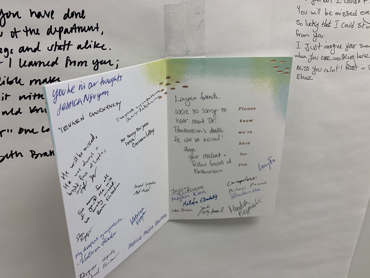 IUraizee3MD's tweet photo. Really nice to see more and more heartfelt messages for @pambuccian every time I walk past his office. Special thanks to @NU_Pathology for the thoughtful card and my former co-resident @pathologiste08 for mailing it along to us. #pathfamily #CrosstownPath #loyolapath https://t.co/XjE8miTi5T