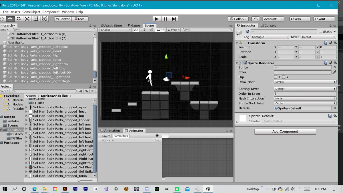ArcherTheSage's tweet photo. In the Studio,
I finished creating the last of the tiles in #illustrator that I need for my platformer, #SolAdventure and got them all into Unity. First time seeing all my Art assets together. Not a bad look. #SeraphInteractive #gamedev #unity2d @GameDevTV https://t.co/gmju9TXjSt