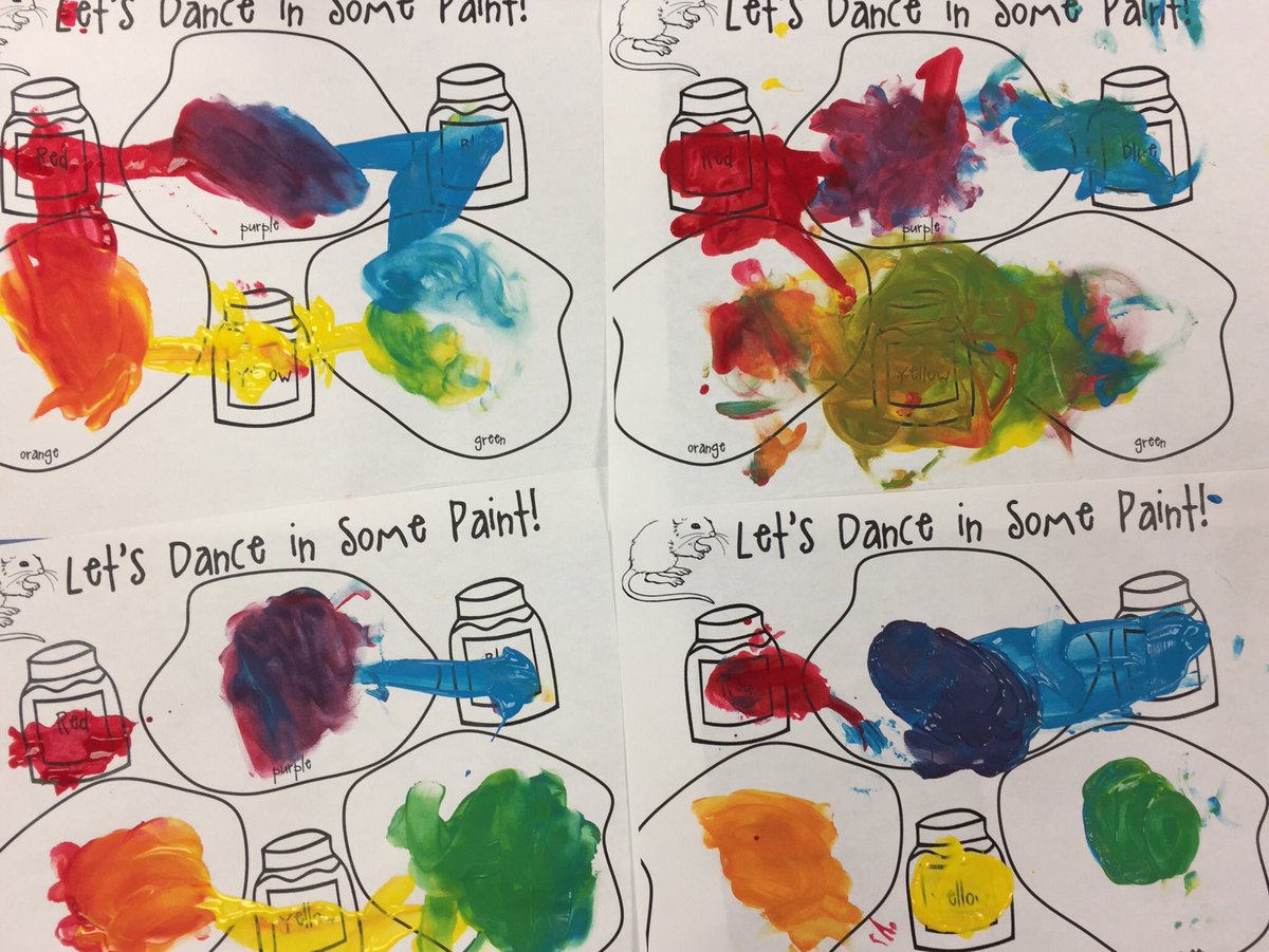 MrsVybiral's tweet photo. We read Mouse Paint today and my kiddos had a great time mixing colors😊 They used their fingers!❤️@Hinojosa_AISD @AldineISD @aldinesped https://t.co/BV8pf7QKQe