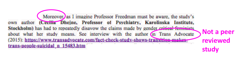"Moreover" says Sharp (what do you mean moreover? you have not given any evidence or analysis...) something something something about a magazine interview given by one of the authors (why not look at the study itself?)