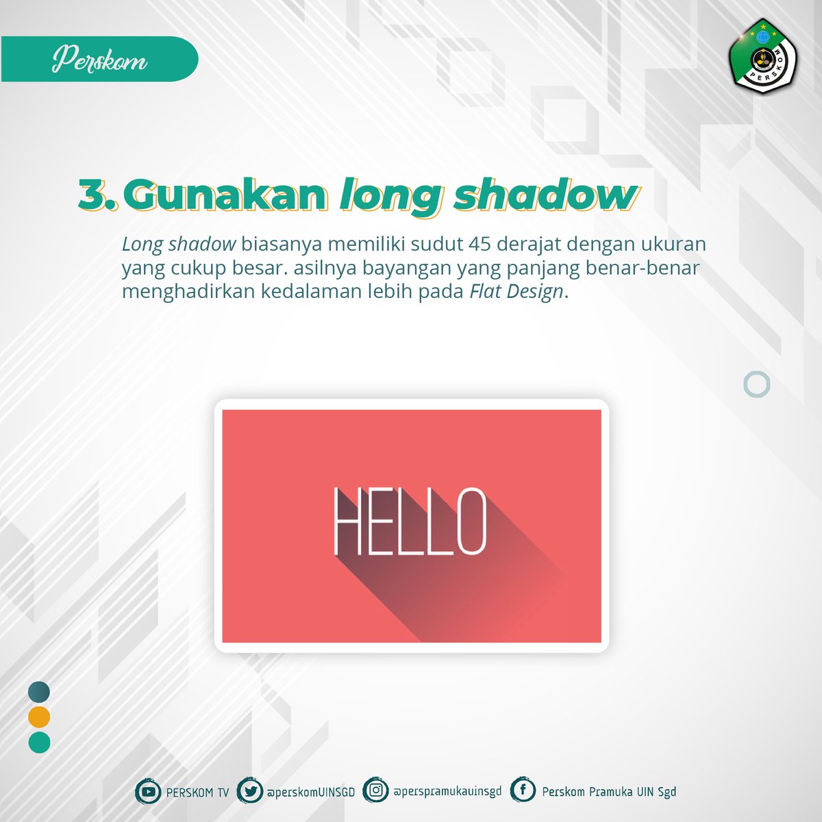 Hai, Perskomers! 🙌
..
Mau buat flat design tapi nggak tau gimana caranya? Kali ini kita bakal kasih solusinya nih buat kamu. Penasaran? Langsung aja swipe left.
..
Semangat terus untuk berkarya! 😉
..