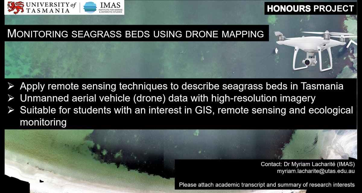 New project studying seagrass with drones. It's going to be fun. <a href="/IMASUTAS/">IMAS</a>