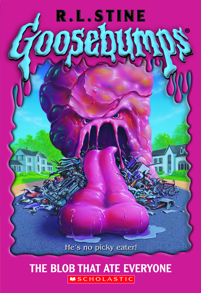 Near the end of my childhood memory of the Ooze Craze are the various TV, movie & book appearances of the style. Goosebumps (1992-) comes to mind; with blobs, goo, and ooze appearing on book covers, TV bumpers, and toy lines.