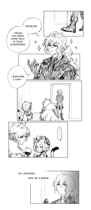 An esoteric little comic because I'm upset Diluc came home instead of Qiqi 