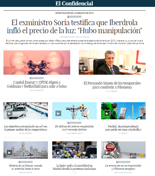 elconfidencial's tweet photo. En portada: El exministro Soria testifica que Iberdrola infló el precio de la luz: "Hubo manipulación" https://t.co/lifP2Fl7qY https://t.co/S1PCrqMw4j