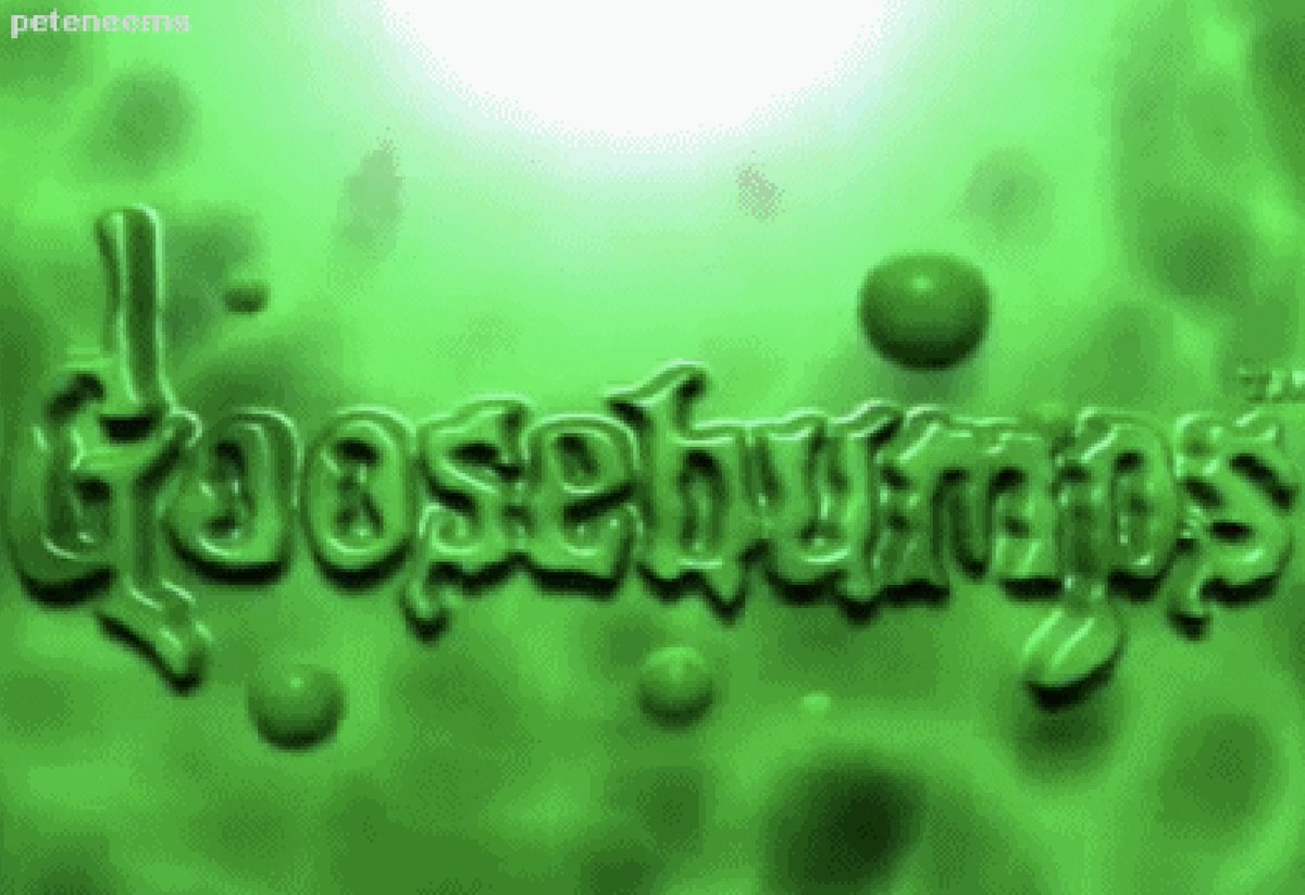 Near the end of my childhood memory of the Ooze Craze are the various TV, movie & book appearances of the style. Goosebumps (1992-) comes to mind; with blobs, goo, and ooze appearing on book covers, TV bumpers, and toy lines.