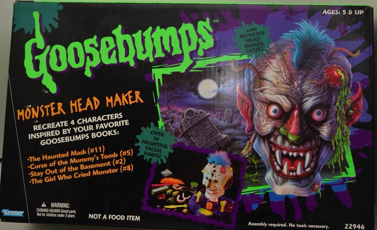 Near the end of my childhood memory of the Ooze Craze are the various TV, movie & book appearances of the style. Goosebumps (1992-) comes to mind; with blobs, goo, and ooze appearing on book covers, TV bumpers, and toy lines.