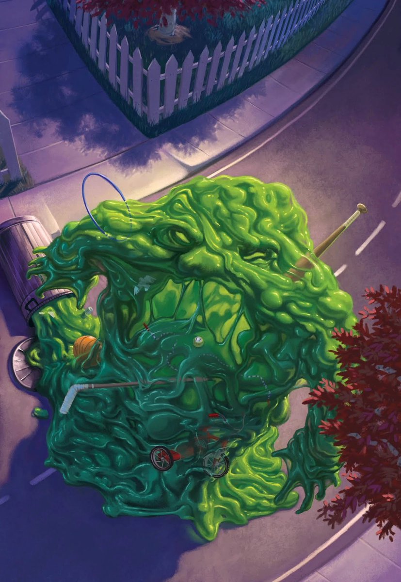 Near the end of my childhood memory of the Ooze Craze are the various TV, movie & book appearances of the style. Goosebumps (1992-) comes to mind; with blobs, goo, and ooze appearing on book covers, TV bumpers, and toy lines.