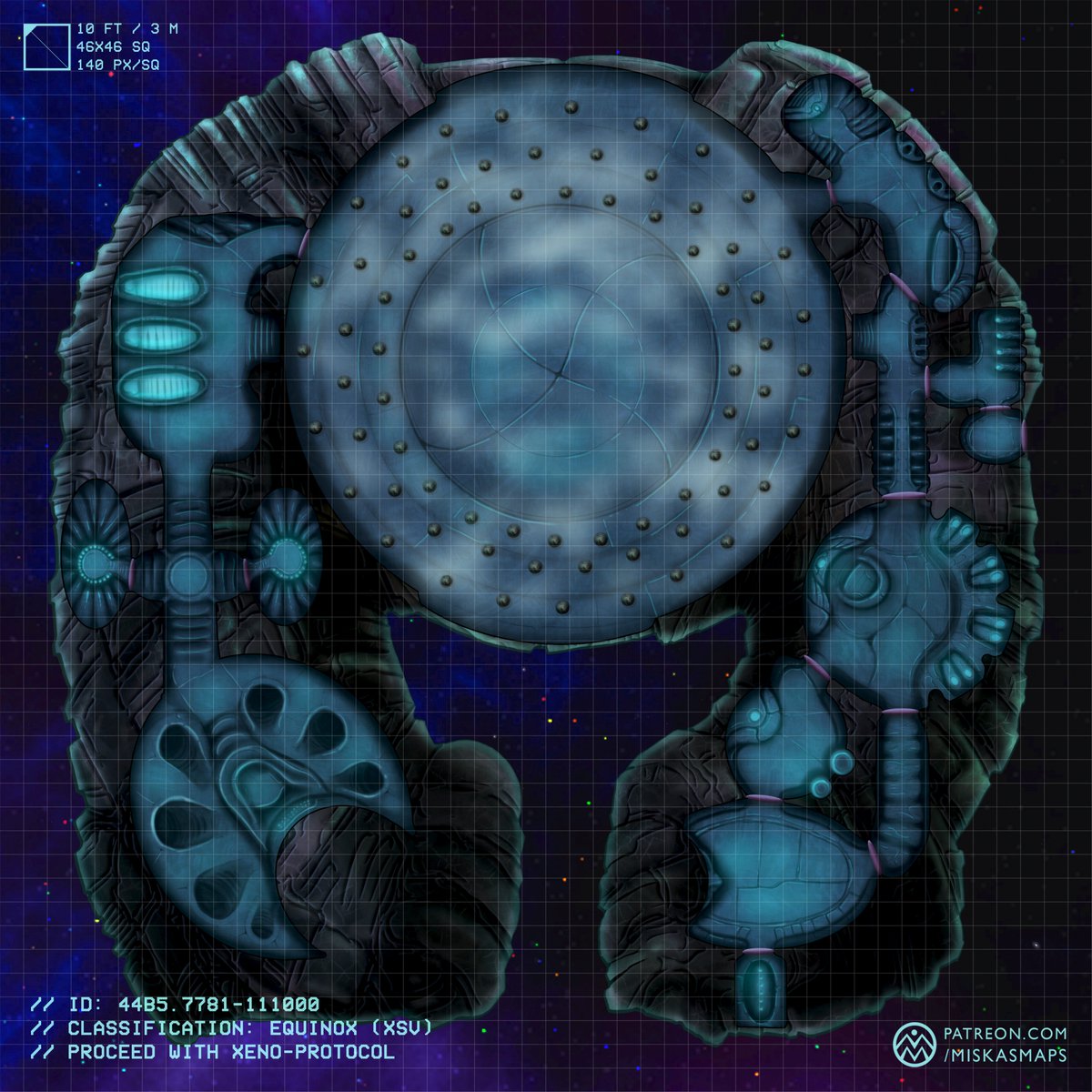 MiskasMaps's tweet photo. Hi everyone! A new #deckplan is now available on Patreon. The Derelict Bioship map has 2 levels and comes with a bunch of variants and 4 awesome ambient tracks by @MichaelGhelfi. Read more: https://t.co/TOKC3VOihZ

#alienrpg #starfinder #ttrpg #battlemap https://t.co/k2HUAQtQ7x