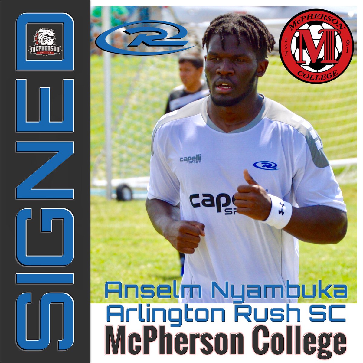 DFWUTD's tweet photo. Congratulations to Anselm Nyambuka of Arlington Rush 02 who signed with @mcphersonsoccer for the Spring! We wish you the best!
💪💙⚽️
#RushSoccer #Committed #BulldogPride #RUID #therushway #RushSC #RushSoccerNation #DfwUtd #RushNation #RushCAP #SIGNED #SigningDay https://t.co/XlcnARO7hC