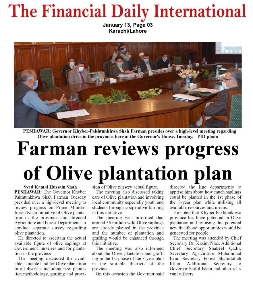 CPEC_UPDATE's tweet image. Reviews Progress of #olive plantation plan #billiontree
@ImranKhanPTI @infokpgovt
@KPGovernor @ShahFarman_PTI 
#TFD @shahsabg #KPKUpdate
@AamirSyed13