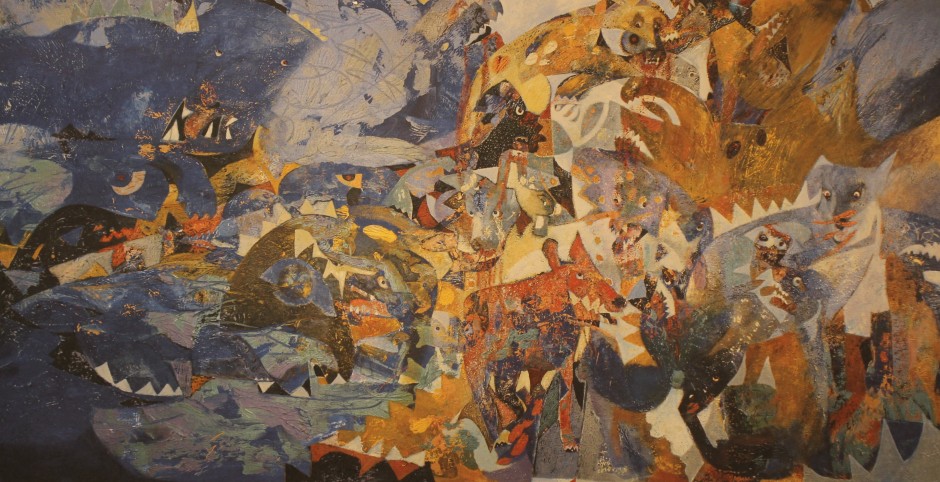 6. ’Dog Eat Dog’ 1993.Featuring Joni alongside her artwork at the The James Corcoran Gallery. Photo via  http://jonimitchell.com&nbsp;.