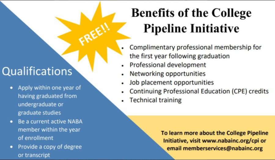 NABAMetroDC's tweet photo. Is this your last year of undergraduate or graduate studies? Transitioning from a student member to a professional member is easy and, best of all, it’s FREE! That’s a savings of $200!

Click the link for more information: https://t.co/o0RJR7NPwS https://t.co/9xnNQlogHa
