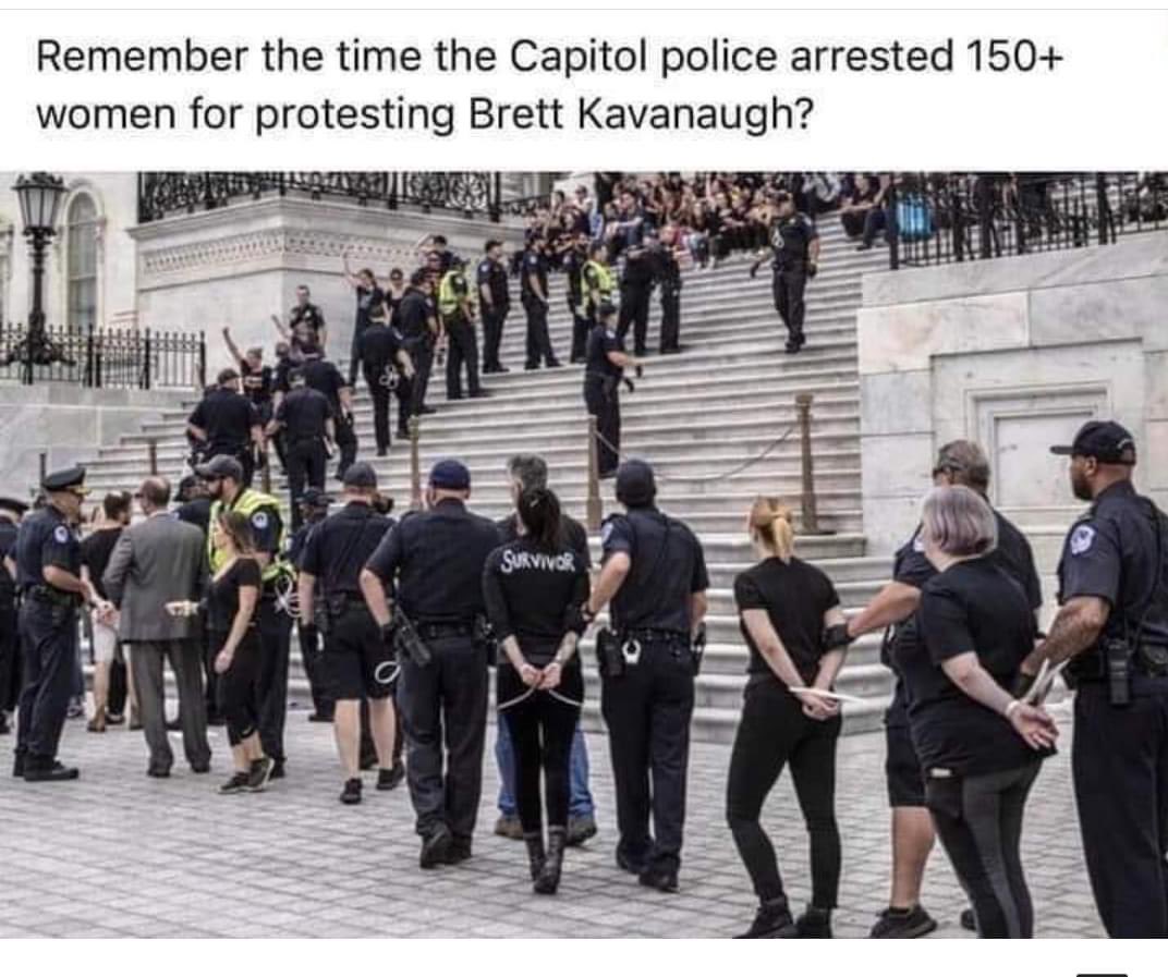 BPP510's tweet photo. Remember the time the #CapitolHill police arrested 150 women for protesting #brettkavanaugh ?
#CapitolRiots #capitolbreach #DC #dcprotest #Capitolhillprotests #protest https://t.co/hXpUz357rm