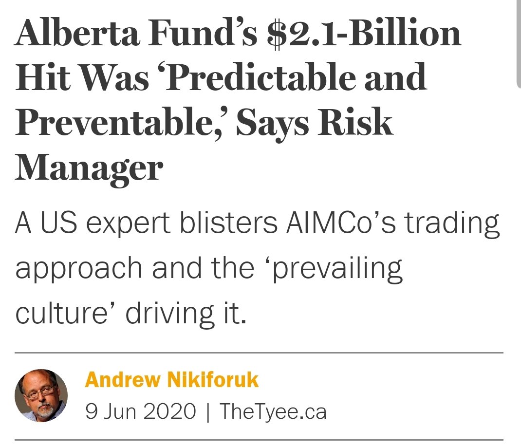 .....and lastly, AIMCo did lose billions last year and it had nothing to do with covid or oil.4/n #handsoffmypension