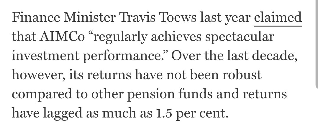 .....and lastly, AIMCo did lose billions last year and it had nothing to do with covid or oil.4/n #handsoffmypension