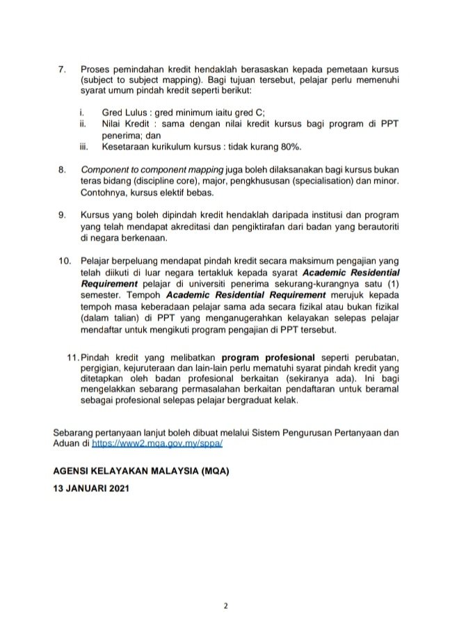 Surat Kelulusan Pengiktirafan Kursus Pengajian