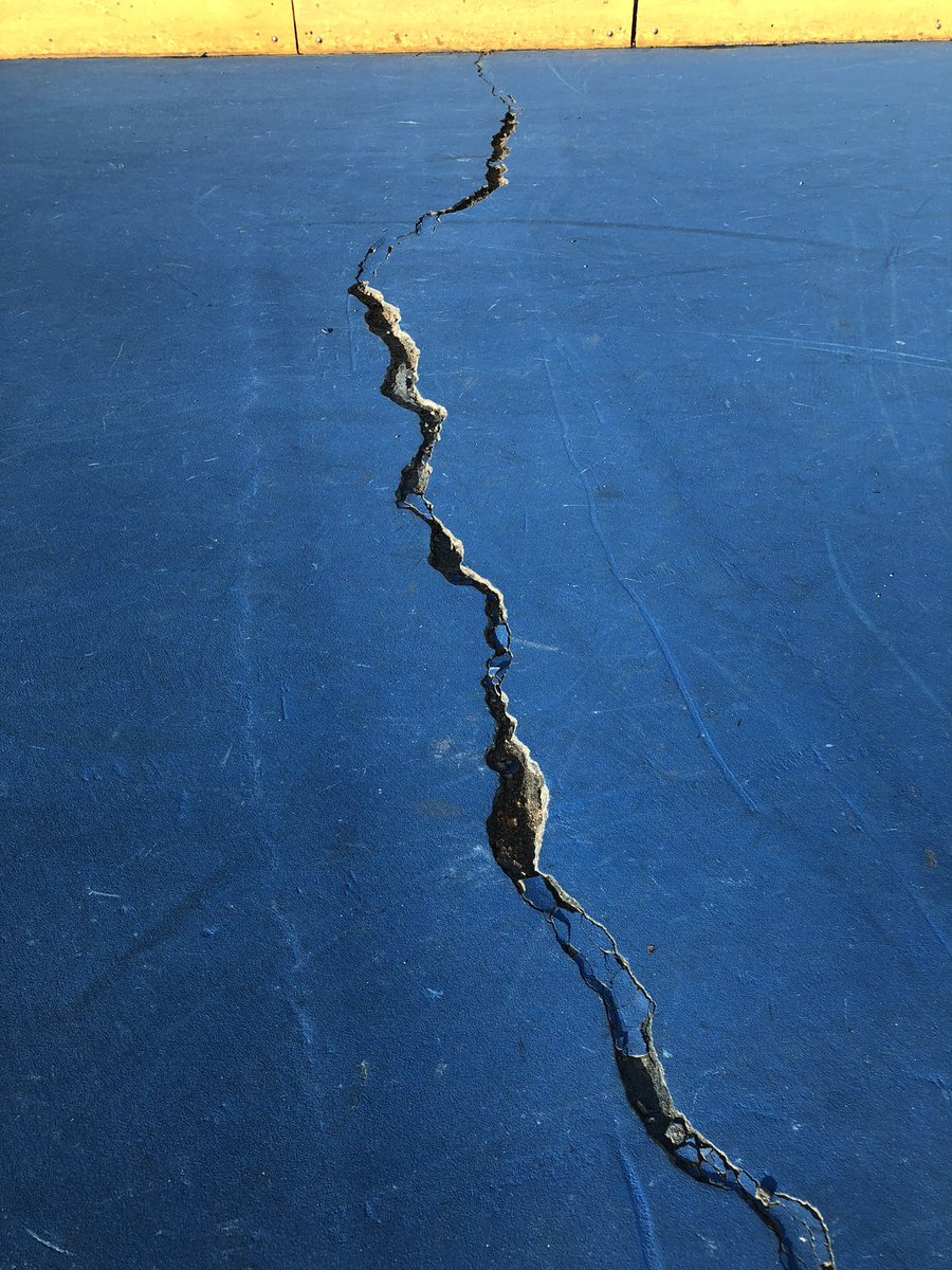 andy_watts80's tweet photo. Hey @stlcsb please address the growing cracks in the hockey surface at Lindenwood Park. They are growing every time it freezes and thaws. Thank you. #STLSHC #LindenwoodPark https://t.co/Y6G0fEI6ca