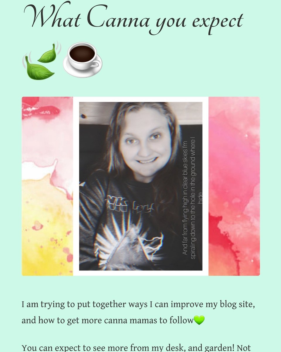 Check out the blog, and click links to connect on other media
✍🍃☕
cannamamavent.wordpress.com
#cannabis #cannabisblogger #cannabismama #cannabismama420 #blog #growth #followme