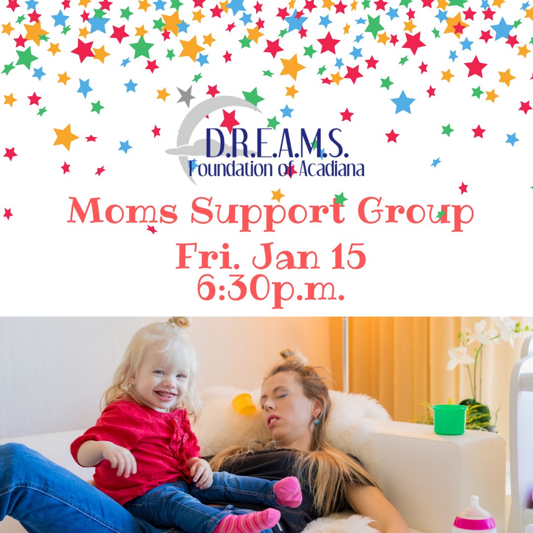 dreamsfound's tweet image. Hey Moms! Start the new year off with a little time for yourself to have a good time while meeting other moms of special needs children/adults. Zoom option available.

Location: 3366 Verot School Road Suite 104 Lafayette.

#specialneeds #momsontwitter #Lafayette #supportgroup