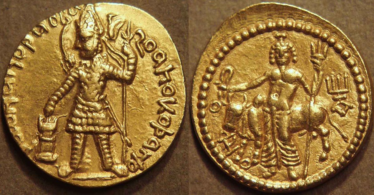 RT @OnlyDharma1: Coin of Kushan king Vasudev I depicting Lord Shiva with Nandi (Right)

~195CE https://t.co/qgR3IMCagV