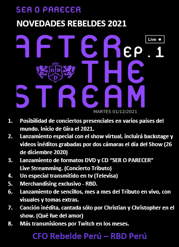 cforebeldeperu's tweet photo. NOVEDADES REBELDES #RBDisBack #RBD #RBD2021 Posibilidades, que pueden hacerse realidad!!! 😍😍😍
Esto es lo que nos dejó, el 1er #twitchtv de RBD 2021
@RBD_oficial @seroparecerlive @4popofficial @Anahi @maiteperroni @christiancha @christopheruck
@billyrosas @T6Hent #Rebelde https://t.co/IRQqWPkjDt