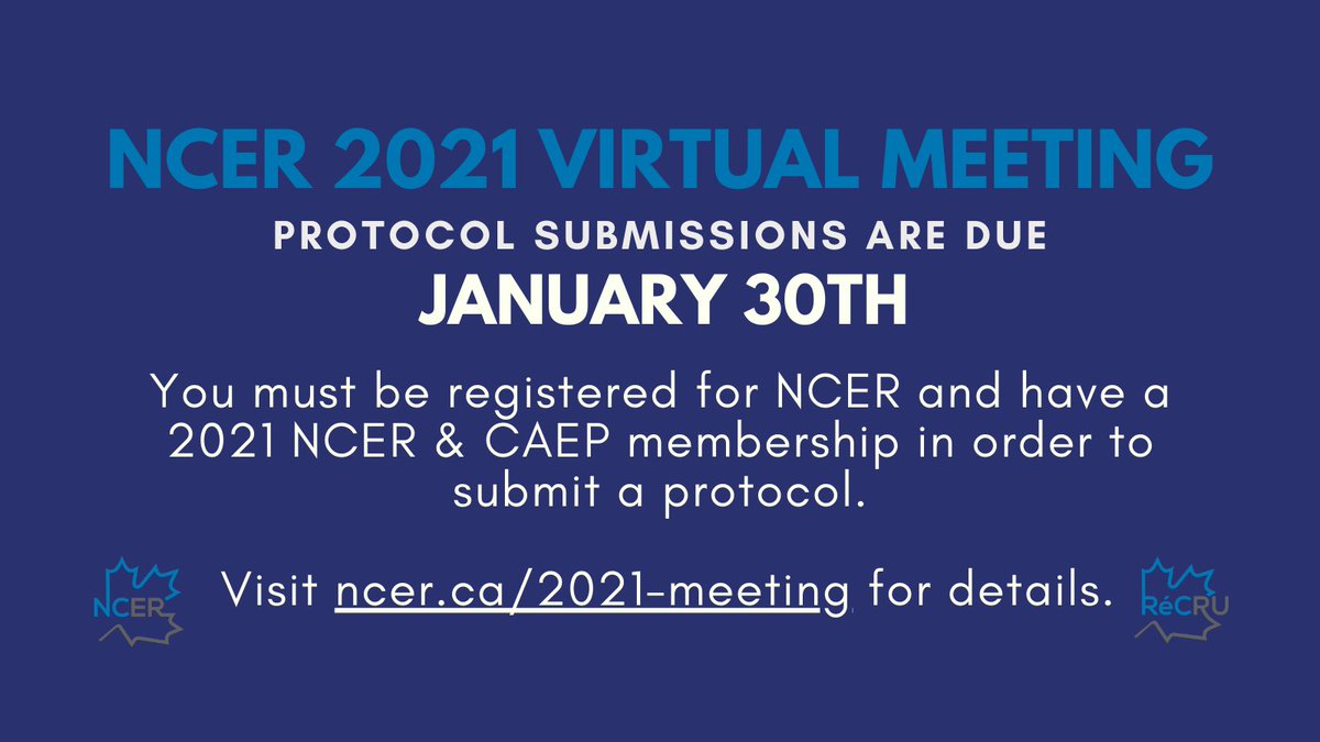 @NCER_CDA (@ncer_cda) on Twitter photo Submit your NCER protocol before the deadline - details available here: ncer.ca/2021-meeting/
<a href="/CAEP_Docs/">CAEP</a> <a href="/Rescudoc/">laurie morrison</a> <a href="/TeamVenk/">Team Venk</a> <a href="/CVarnerEmerg/">Catherine Varner</a> <a href="/kee_gre/">Keerat Grewal</a> <a href="/patarchambault/">Patrick Archambault</a> <a href="/kerstindewit/">Kerstin de Wit</a> Submit your NCER protocol before the deadline - details available here: ncer.ca/2021-meeting/
<a href="/CAEP_Docs/">CAEP</a> <a href="/Rescudoc/">laurie morrison</a> <a href="/TeamVenk/">Team Venk</a> <a href="/CVarnerEmerg/">Catherine Varner</a> <a href="/kee_gre/">Keerat Grewal</a> <a href="/patarchambault/">Patrick Archambault</a> <a href="/kerstindewit/">Kerstin de Wit</a>