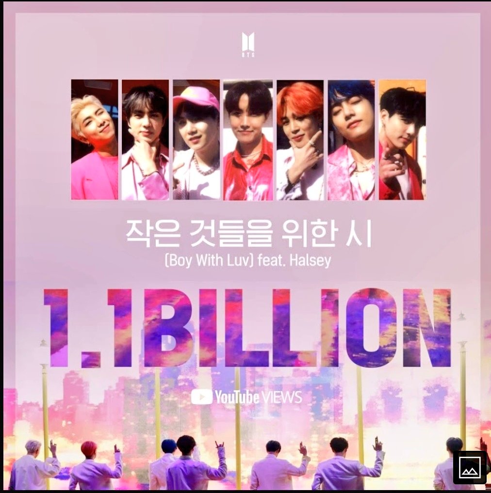 atreye_e's tweet photo. 작은 것들을위한시 @BTS_twt(Boy With Luv) (Feat. Halsey) 'hits I.I billion views on YouTube! (https://t.co/chAL8ses9q) https://t.co/c9bSPm569A