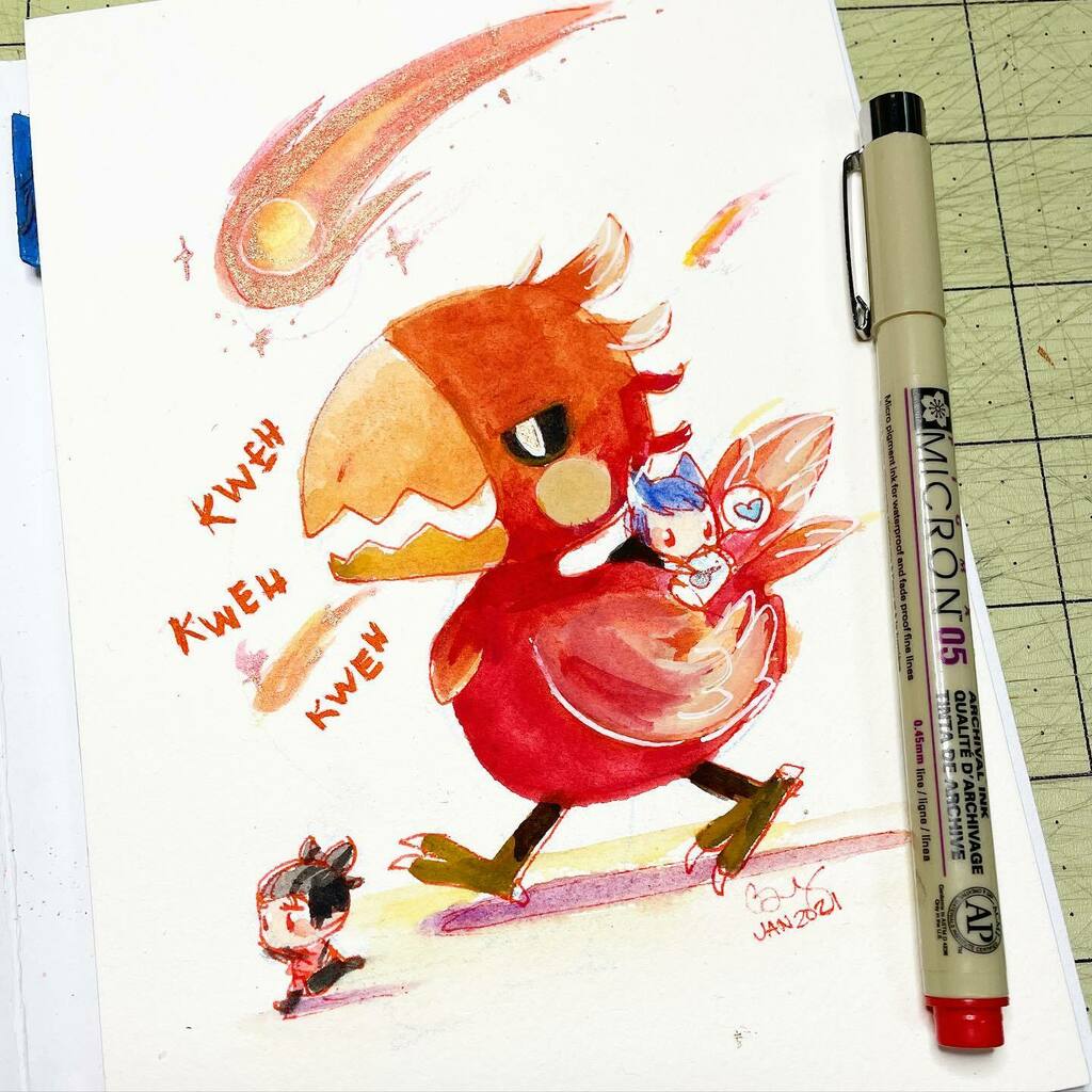 sakuradragon's tweet photo. The adorable Red Comet doing what it does best ! Thank you for being @wan8334‘s sacrifice today @unartifex 👀
#cindydraws #art #drawing #redcomet #chocobo #ffxiv #finalfantasy #squareenix #ffmoogle #illustration #illustrationartists #sketch #sakuradr… https://t.co/S84srhSxEl https://t.co/Anf73dxEqZ