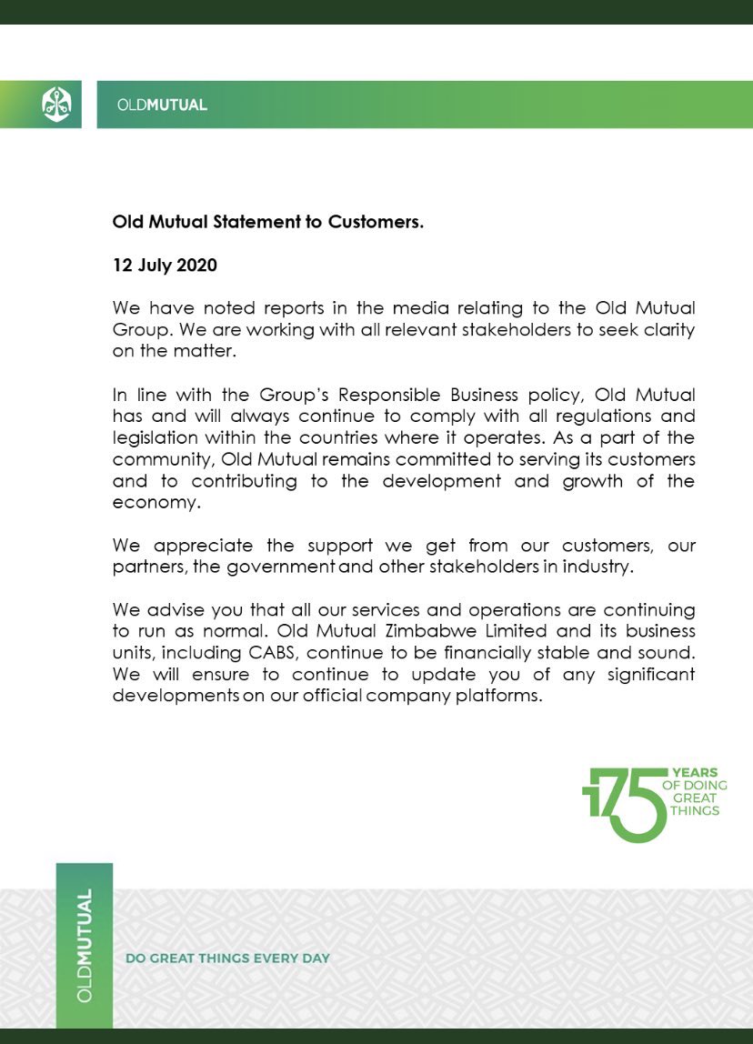 4/In its turn, Old Mutual kowtowed to the Zanu PF demands to delist. It was not interested in a fight. Especially one that had zero material impact on its business. It’s cowering statement simply said it would comply.