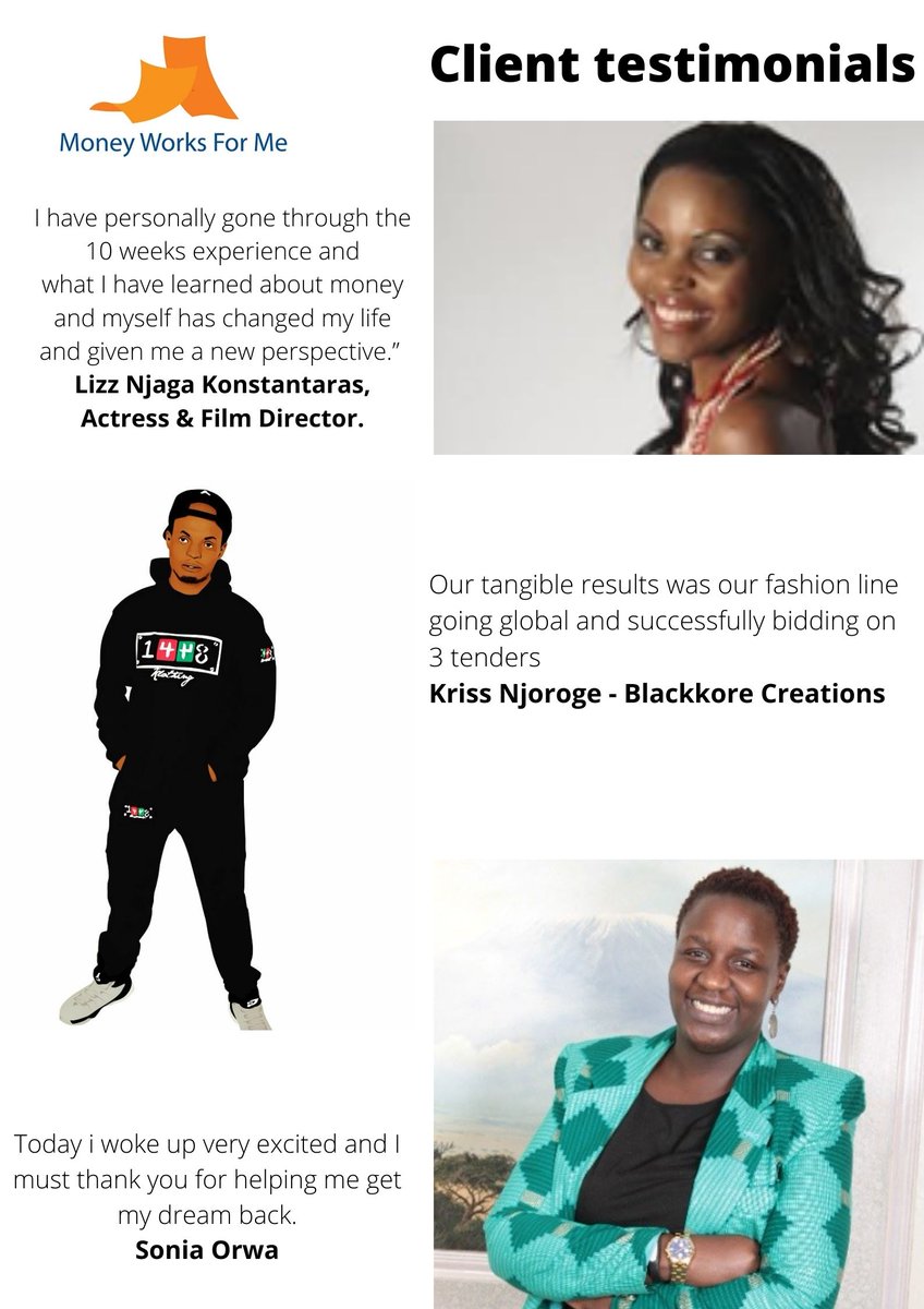 What our clients say about us. 
Join the transformative 10 weeks course and gain the tools and clarity to achieve your financial goals.
moneyworksforme.co.ke