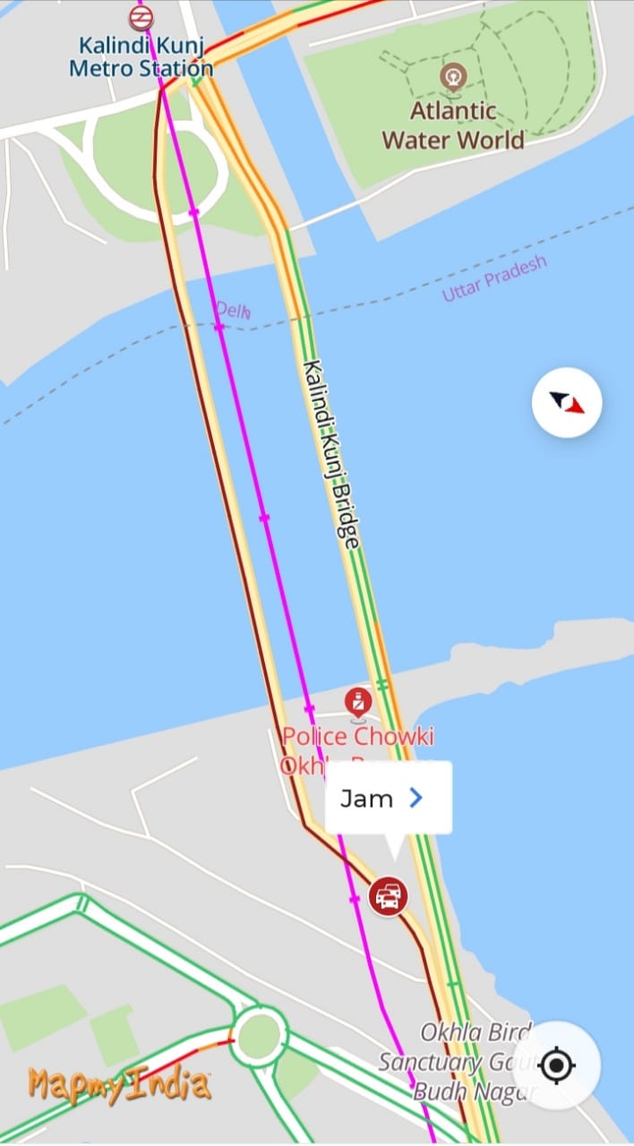 Kalindi Kunj Metro Station Map Mappls App On Twitter: "#Trafficjam Reported At Kalindi Kunj Border While  Entering #Delhi Due To Testing Of Fastag On The Toll. Check Out The  Reported Issue By Mapmyindia User On Mapmyindia Move: