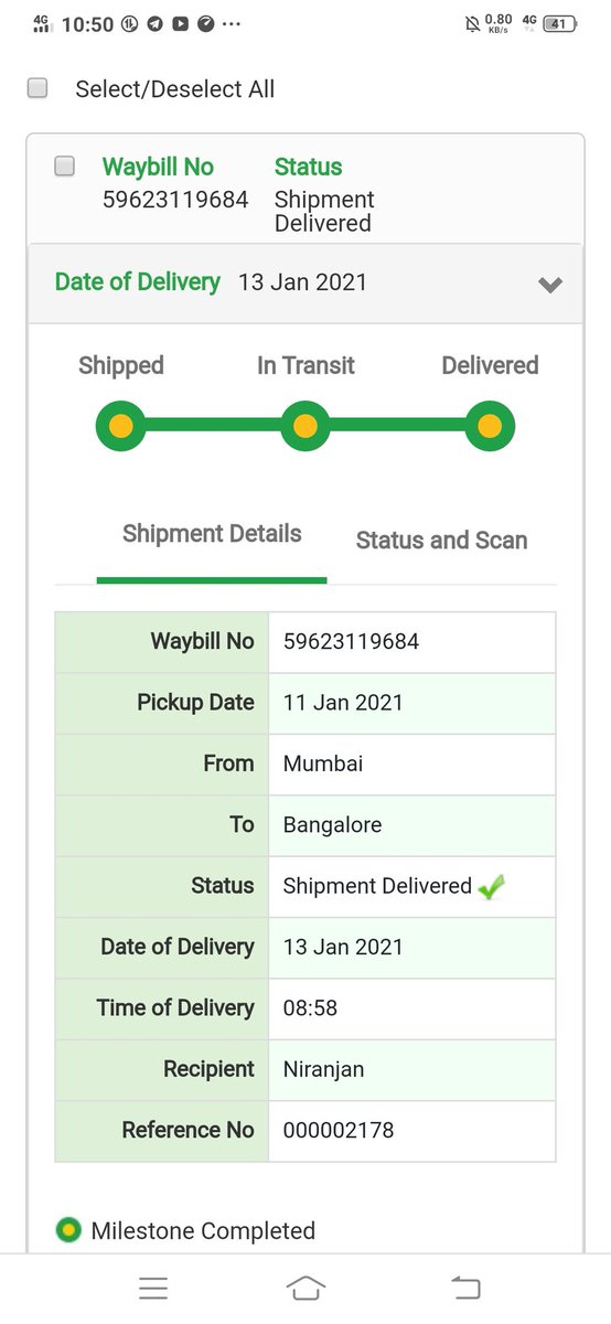 khushbu_msw's tweet photo. @BlueDartCares Why did I receive this SMS today? 
I dnt apply for any shipment from your company. This shipment details doesn't belong to me and I dnt know who is Niranjan too. https://t.co/CGgAwhE48T