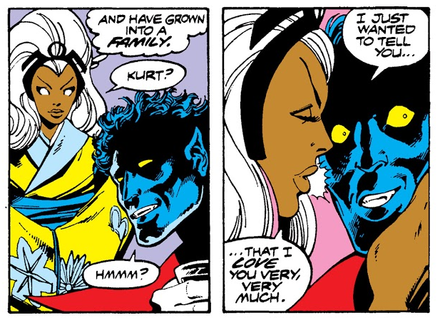 whenever storm and nightcrawler are cute i am forced to hand in my mean lesbian card and go awwww at how adorable they are 