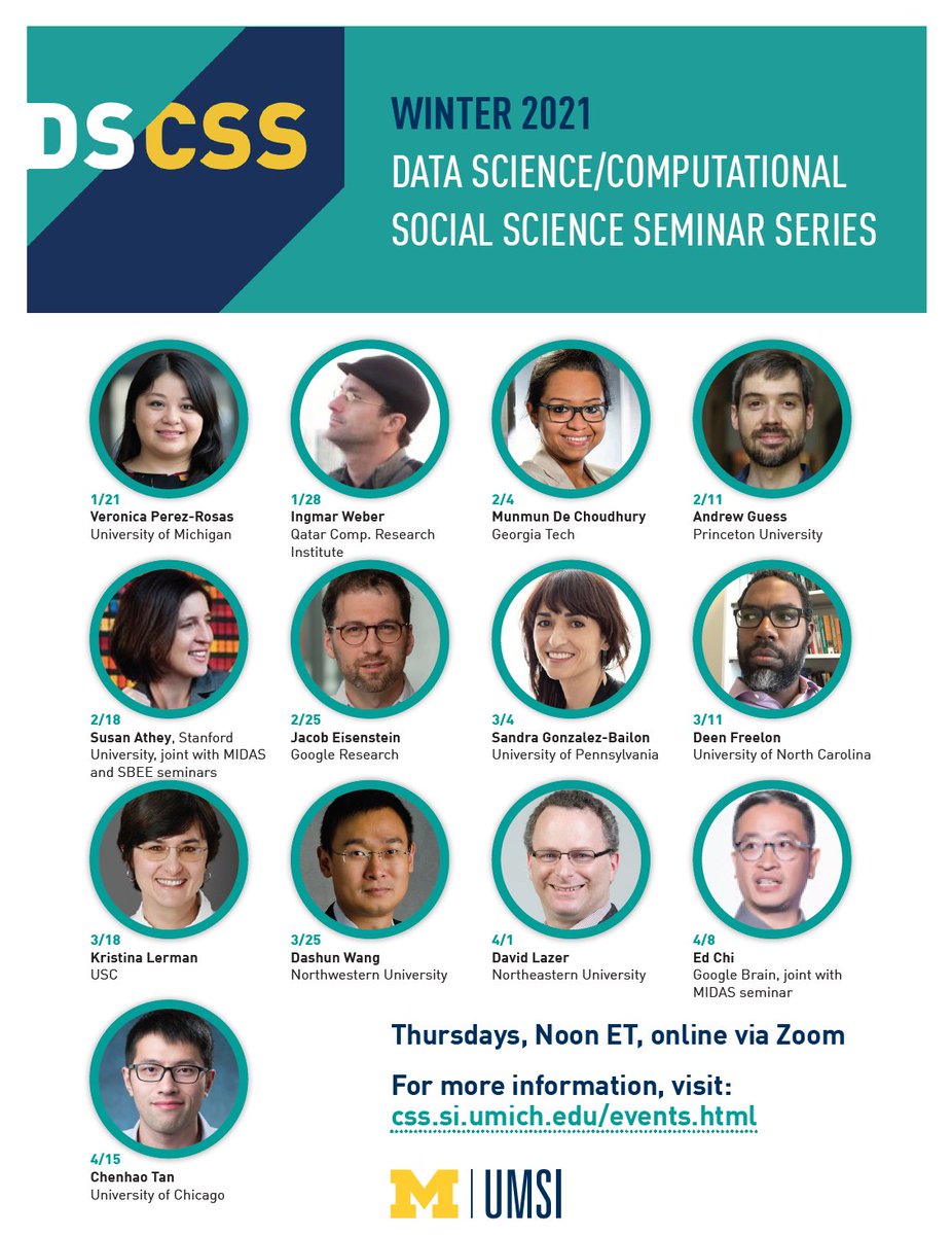 Paramveer Dhillon (@dhillon_p) on Twitter photo Super stoked for this semester's Data Science/ Comp. Social Science seminar series! We have a great lineup of speakers.👇<a href="/umsi/">School of Information</a> <a href="/UMich/">University of Michigan</a> <a href="/um_midas/">Michigan Institute for Data & AI In Society</a> Super stoked for this semester's Data Science/ Comp. Social Science seminar series! We have a great lineup of speakers.👇<a href="/umsi/">School of Information</a> <a href="/UMich/">University of Michigan</a> <a href="/um_midas/">Michigan Institute for Data & AI In Society</a>