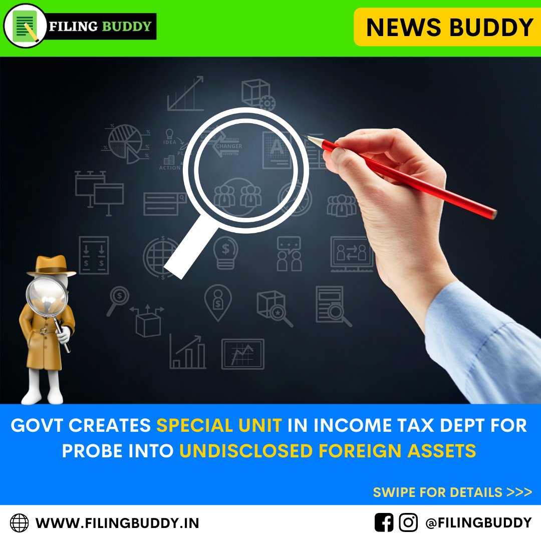 BuddyFiling's tweet photo. Special unit created in the Income Tax department for probe into undisclosed foreign assets &amp; offshore money.
Follow #FilingBuddy &amp; read full news on https://t.co/d1OL2Hwdyp
#IncomeTax #TaxConsultant #TaxAdvisor #IncomeTaxDepartment #IncomeTaxIndia #BlackMoney #ForiegnAssets #NRI https://t.co/tNmGzA7Es6