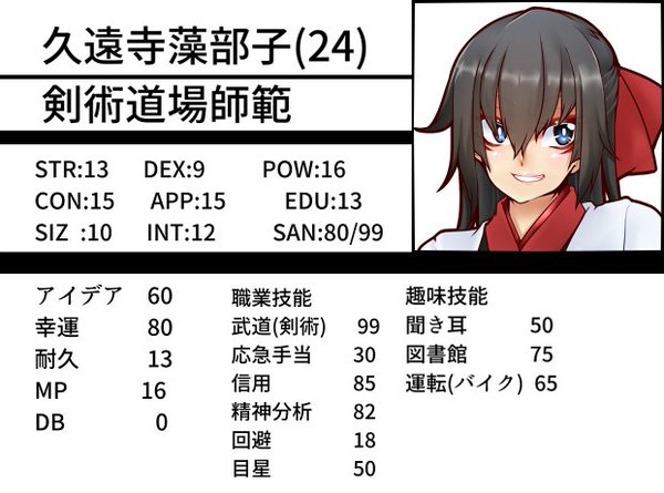 信用
説得
言いくるめ
#好きな技能3つ晒すと探索傾向がわかる

わたくしの作る探索者は殆どどれか絶対に入れている気が致しますわね 