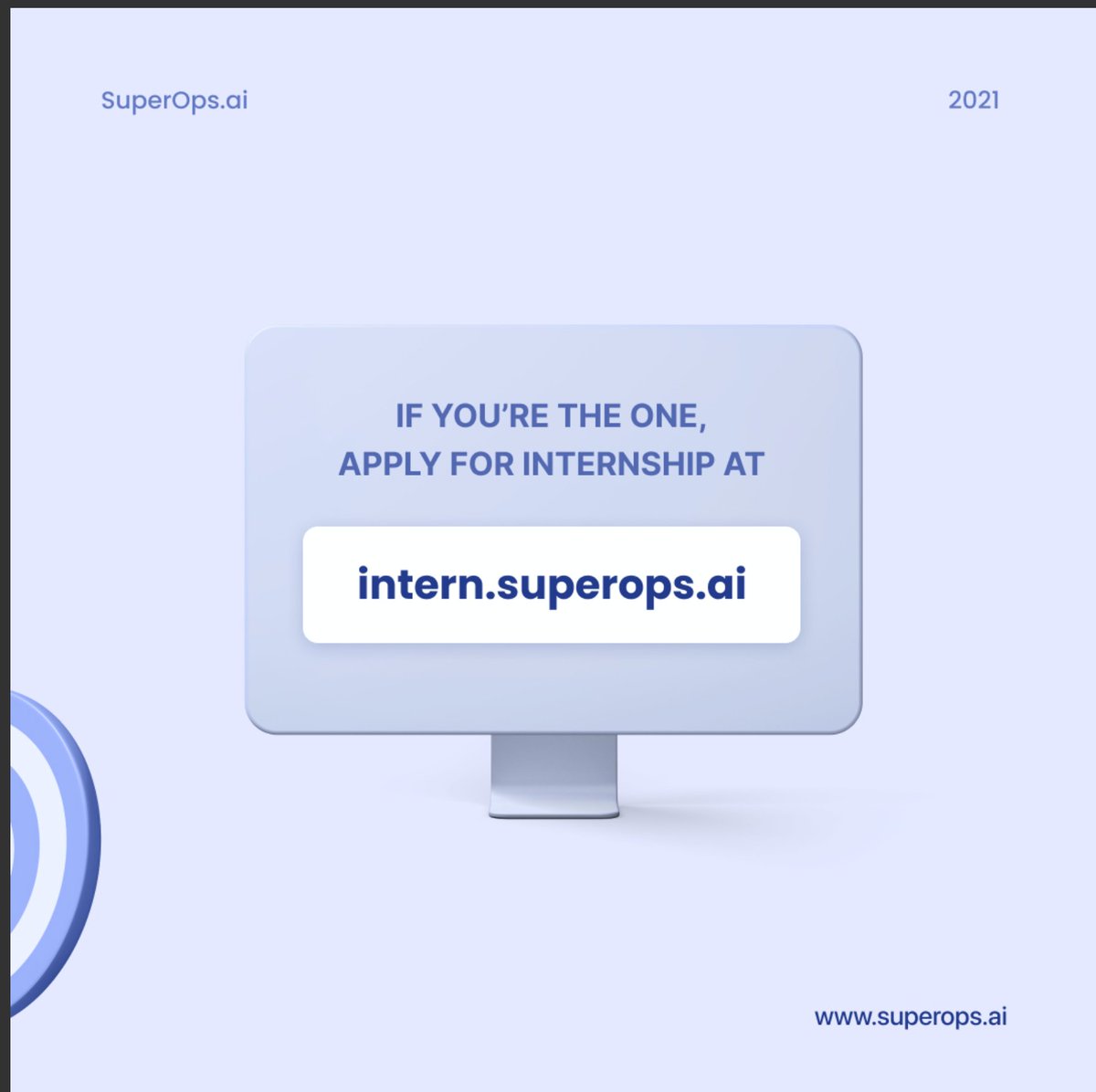 Superops_com's tweet photo. 🛎️🛎️ [INTERNSHIP ALERT]

We're out looking for some interns for..

Well, across a variety of roles. 

 Pre-sales. Content writing. Engineering. PR &amp; Social 

📍 Chennai based

Apply, and we promise you will hear back from us. 

If not, please RT? https://t.co/KHbn2bVSSn