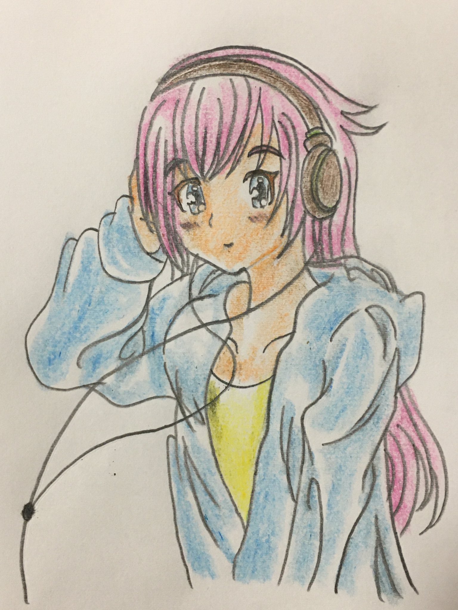 ノブユキ 音楽は素晴らしい 女の子イラスト ヘッドホン 音楽を止めるな 音楽好き