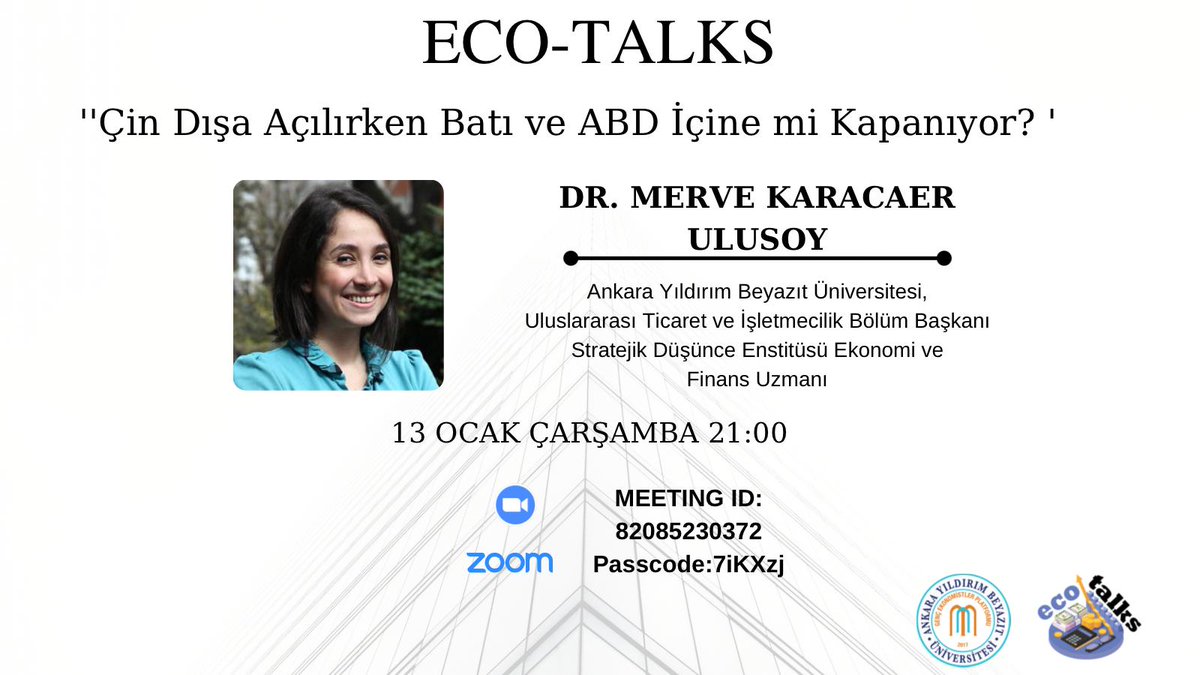 EcoTalks programımızda bu hafta; Stratejik Düşünce Enstitüsü <a href="/sdeorg/">Stratejik Düşünce Enstitüsü</a> Ekonomi ve Finans Uzmanı | Ankara Yıldırım Beyazıt Üniversitesi <a href="/ybuankara/">Ankara Yıldırım Beyazıt Üniversitesi</a> Uluslararası Ticaret ve İşletmecilik Bölüm Başkanı sayın Merve Karacaer Ulusoy'u @karacaerulusoy konuk ediyoruz

13 Ocak Çarşamba|21.00