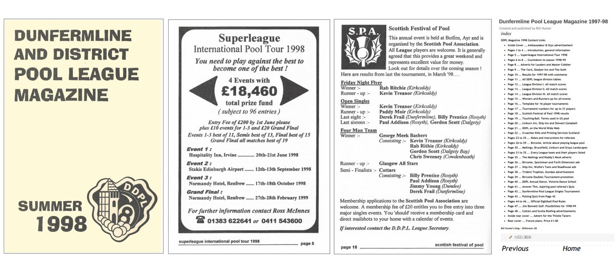 billhunter's tweet photo. In 1998 I created a magazine for the Dunfermline &amp; District Pool League.
To read now it's dated and quaint... but there's both local and national pool news from that time.
#SPA #scotland #8ball #pool

DDPL magazine : https://t.co/RkbgggqOcY https://t.co/Wx9p1icxlj