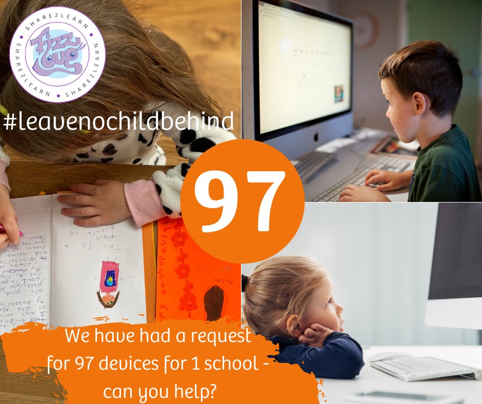 BugLearn's tweet image. Can you help? We urgently need more help. We have received a request for 97 devices for a school. If you have an old device you can donate, please email share2learn@fizzbug.co.uk or if you can support financially, please donate here justgiving.com/crowdfunding/f… #leavenochildbehind